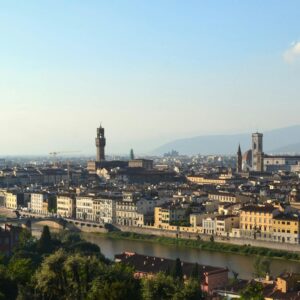 Explore the stunning skyline of Florence featuring the Florence Cathedral and surrounding historic architecture.